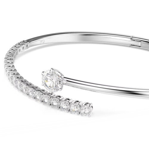 Luxoia - Swarovski Matrix Armreif Rundschliff Weiss Rhodiniert