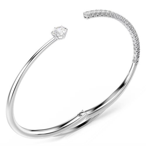 Luxoia - Swarovski Matrix Armreif Rundschliff Weiss Rhodiniert