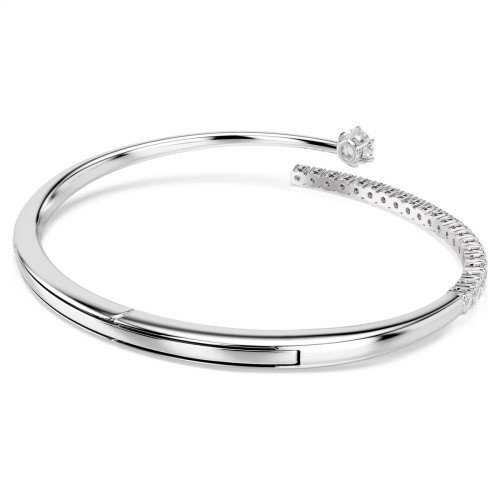 Luxoia - Swarovski Matrix Armreif Rundschliff Weiss Rhodiniert