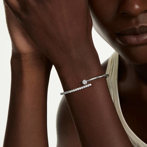 Luxoia - Swarovski Matrix Armreif Rundschliff Weiss Rhodiniert