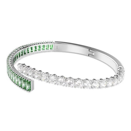 Luxoia - Swarovski Matrix Armreif Verschiedene Schliffe Grün Rhodiniert