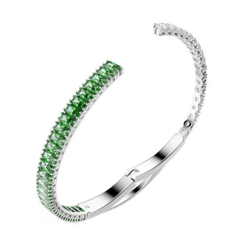 Luxoia - Swarovski Matrix Armreif Verschiedene Schliffe Grün Rhodiniert