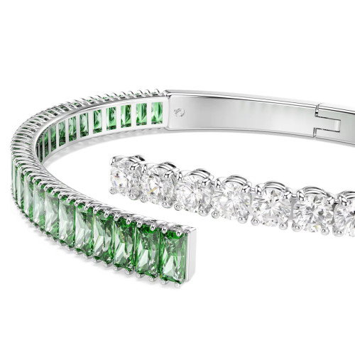 Luxoia - Swarovski Matrix Armreif Verschiedene Schliffe Grün Rhodiniert