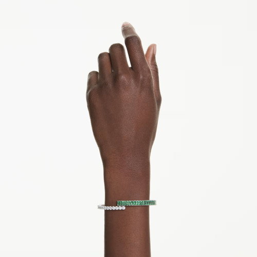 Luxoia - Swarovski Matrix Armreif Verschiedene Schliffe Grün Rhodiniert