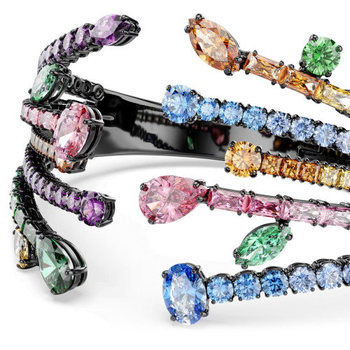 Luxoia - Swarovski Matrix Armreif Verschiedene Schliffe Strauss Mehrfarbig Rutheniert
