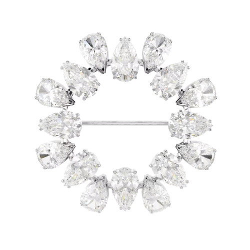 Luxoia - Swarovski Matrix Brosche Tropfenschliff Weiss Rhodiniert - 5714646