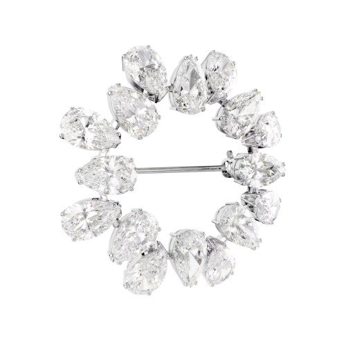 Luxoia - Swarovski Matrix Brosche Tropfenschliff Weiss Rhodiniert - 5714646