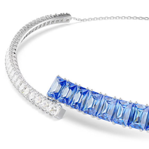 Luxoia - Swarovski Matrix Halsband Verschiedene Schliffe Blau Rhodiniert - 5722464