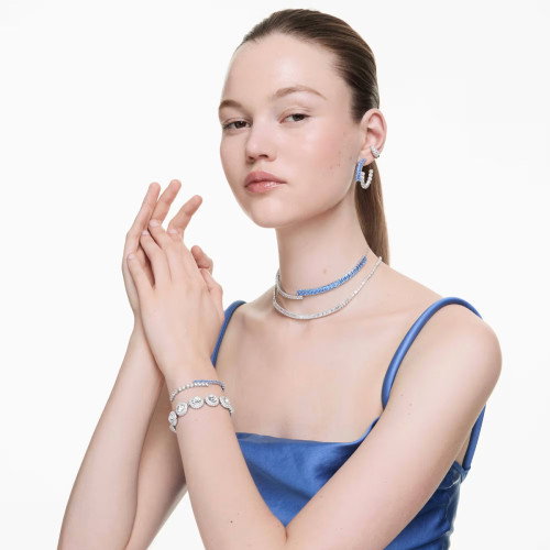Luxoia - Swarovski Matrix Halsband Verschiedene Schliffe Blau Rhodiniert - 5722464