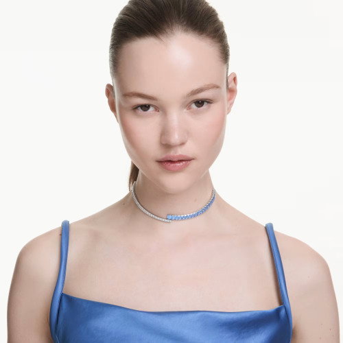 Luxoia - Swarovski Matrix Halsband Verschiedene Schliffe Blau Rhodiniert - 5722464