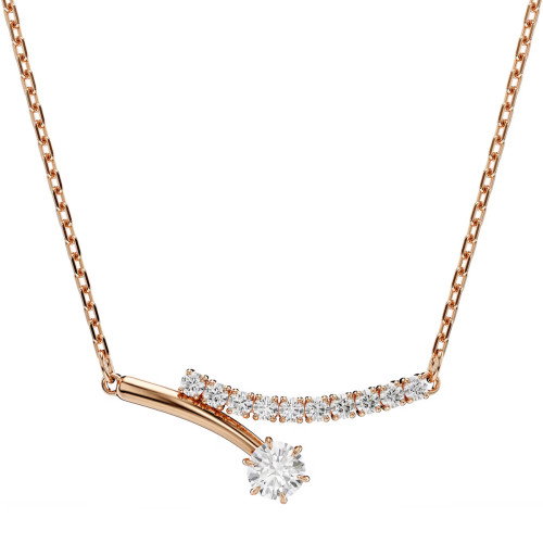 Luxoia - Swarovski Matrix Halskette Rundschliff Weiss 18K roségoldbeschichtet - 5763823