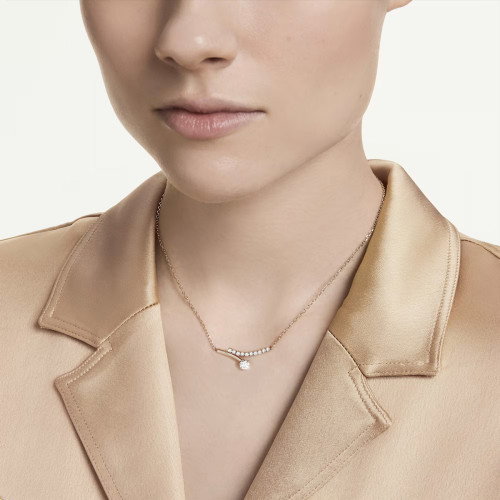 Luxoia - Swarovski Matrix Halskette Rundschliff Weiss 18K roségoldbeschichtet - 5763823