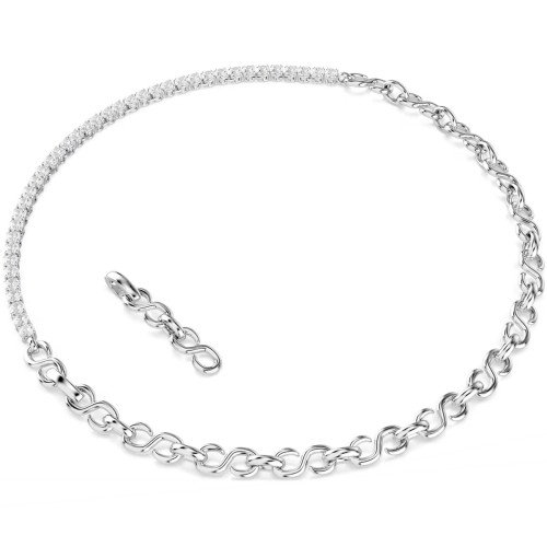 Luxoia - Swarovski Matrix Halskette S Form Rundschliff Weiss Rhodiniert - 5747732