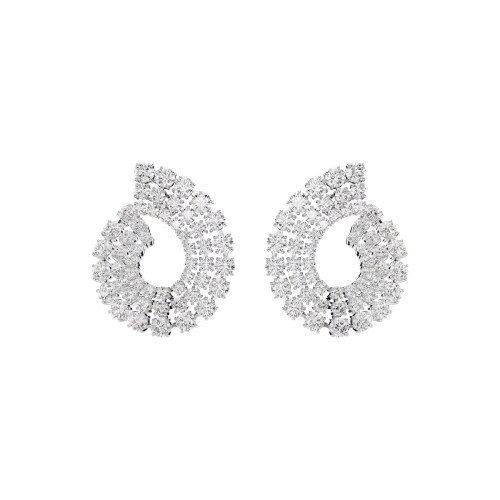 Luxoia - Swarovski Matrix Kreolen Gemischte Rundschliffe Weiss Rhodiniert - 5705834