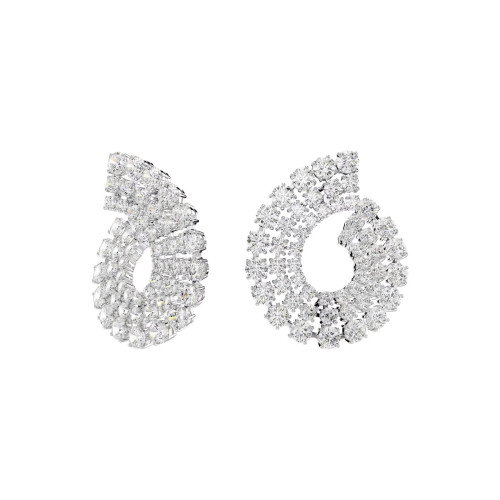 Luxoia - Swarovski Matrix Kreolen Gemischte Rundschliffe Weiss Rhodiniert - 5705834