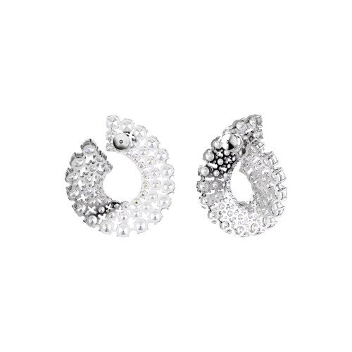 Luxoia - Swarovski Matrix Kreolen Gemischte Rundschliffe Weiss Rhodiniert - 5705834