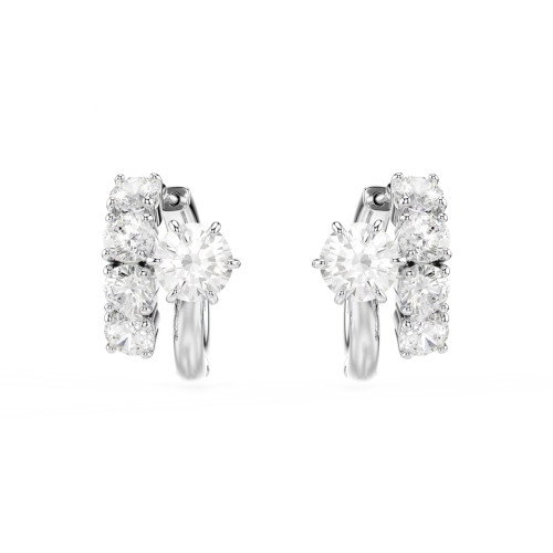 Luxoia - Swarovski Matrix Kreolen Rundschliff Weiss Rhodiniert - 5753572
