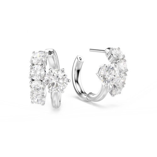 Luxoia - Swarovski Matrix Kreolen Rundschliff Weiss Rhodiniert - 5753572