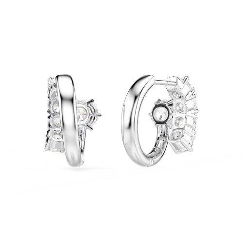 Luxoia - Swarovski Matrix Kreolen Rundschliff Weiss Rhodiniert - 5753572