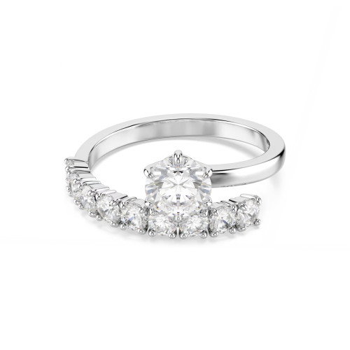 Luxoia - Swarovski Matrix Offener Ring Rundschliff Weiss Rhodiniert