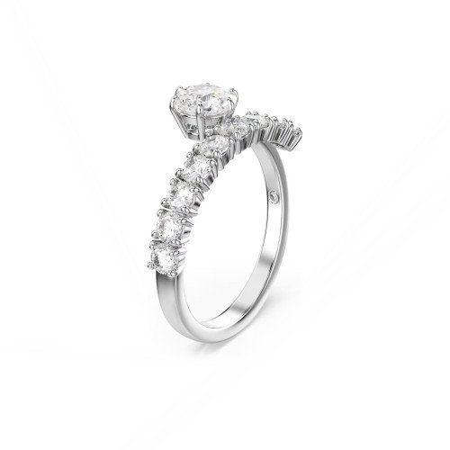 Luxoia - Swarovski Matrix Offener Ring Rundschliff Weiss Rhodiniert