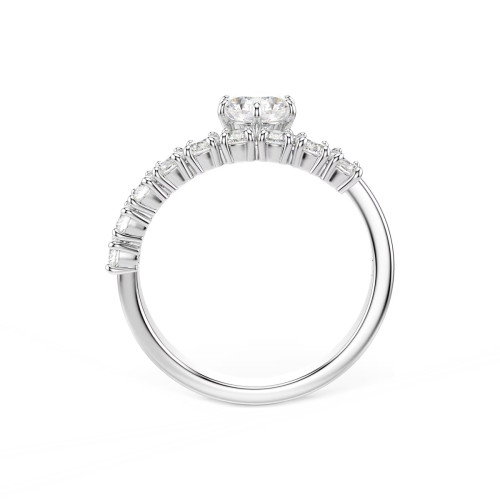 Luxoia - Swarovski Matrix Offener Ring Rundschliff Weiss Rhodiniert
