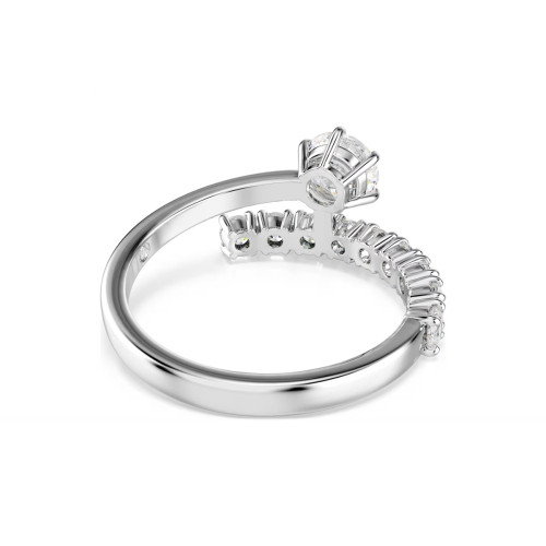 Luxoia - Swarovski Matrix Offener Ring Rundschliff Weiss Rhodiniert