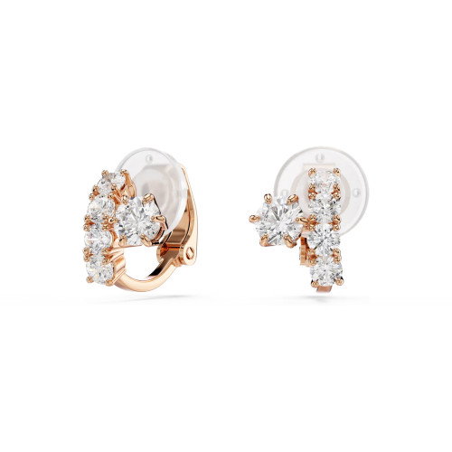 Luxoia - Swarovski Matrix Ohrclips Rundschliff Weiss 18K roségoldbeschichtet - 5763822