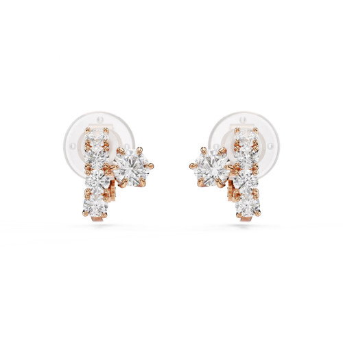Luxoia - Swarovski Matrix Ohrclips Rundschliff Weiss 18K roségoldbeschichtet - 5763822