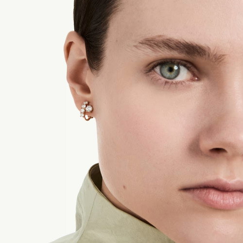 Luxoia - Swarovski Matrix Ohrclips Rundschliff Weiss 18K roségoldbeschichtet - 5763822