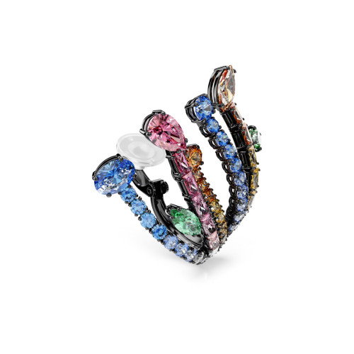 Luxoia - Swarovski Matrix Ohrclips Verschiedene Schliffe Strauss Mehrfarbig Rutheniert - 5742673