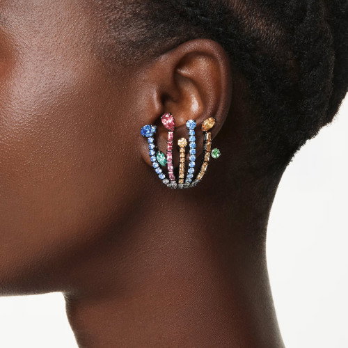 Luxoia - Swarovski Matrix Ohrclips Verschiedene Schliffe Strauss Mehrfarbig Rutheniert - 5742673