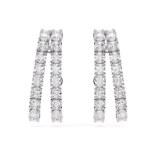 Luxoia - Swarovski Matrix Ohrspangen Rundschliff Weiss Rhodiniert - 5705835