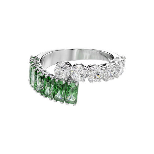 Luxoia - Swarovski Matrix Ring Verschiedene Schliffe Grün Rhodiniert
