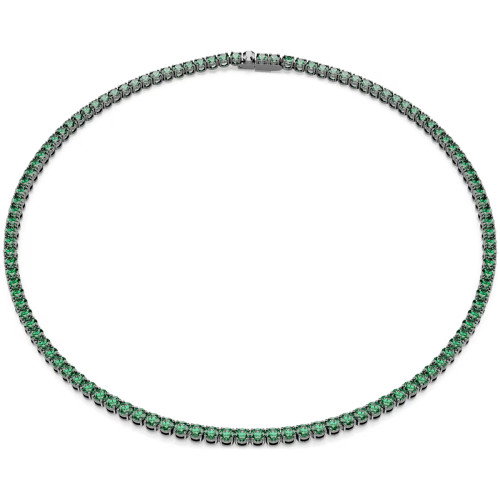 Luxoia - Swarovski Matrix Tennis Halskette Rundschliff Grün Rutheniert