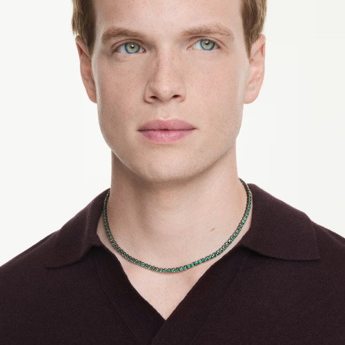 Luxoia - Swarovski Matrix Tennis Halskette Rundschliff Grün Rutheniert