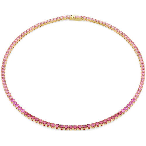 Luxoia - Swarovski Matrix Tennis Halskette Rundschliff Rosa Goldlegierungsschicht - 5751762