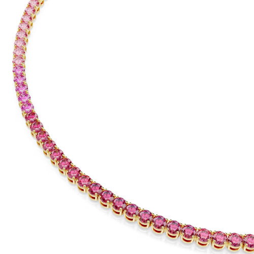 Luxoia - Swarovski Matrix Tennis Halskette Rundschliff Rosa Goldlegierungsschicht - 5751762