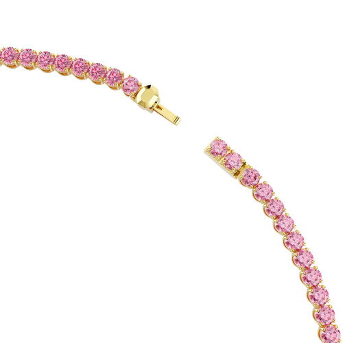 Luxoia - Swarovski Matrix Tennis Halskette Rundschliff Rosa Goldlegierungsschicht - 5751762