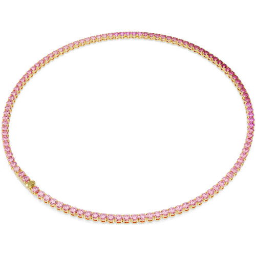 Luxoia - Swarovski Matrix Tennis Halskette Rundschliff Rosa Goldlegierungsschicht - 5751762