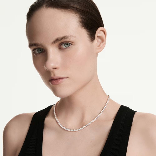 Luxoia - Swarovski Matrix Tennis Halskette Rundschliff Weiss 18K roségoldbeschichtet - 5764194