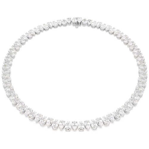 Luxoia - Swarovski Matrix Halskette Tropfenschliff Weiss Rhodiniert - 5662277
