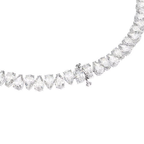 Luxoia - Swarovski Matrix Halskette Tropfenschliff Weiss Rhodiniert - 5662277
