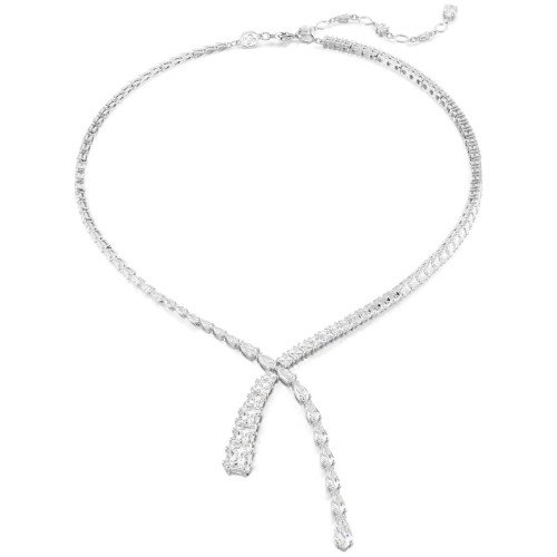 Luxoia - Swarovski Matrix Y Halskette Verschiedene Schliffe Weiss Rhodiniert - 5692533