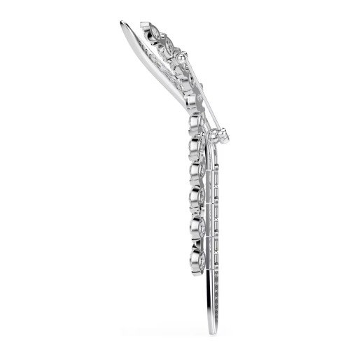 Luxoia - Swarovski Mesmera Brosche Verschiedene Schliffe Weiss Rhodiniert - 5761004
