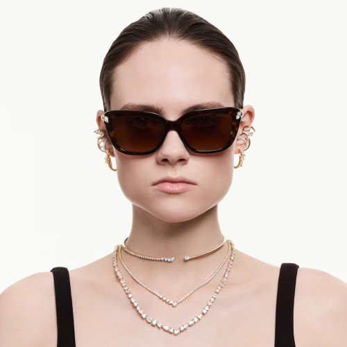 Luxoia - Swarovski Mesmera Halsband Verschiedene Schliffe Weiss 18K goldbeschichtet