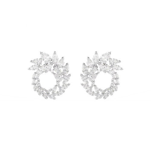 Luxoia - Swarovski Mesmera Kreolen Marquise Schliff Weiss Rhodiniert - 5748008