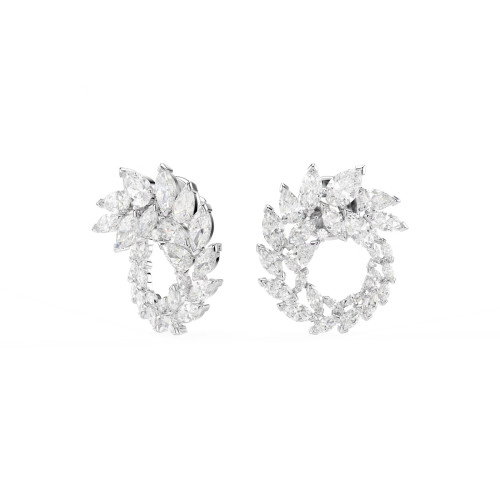 Luxoia - Swarovski Mesmera Kreolen Marquise Schliff Weiss Rhodiniert - 5748008