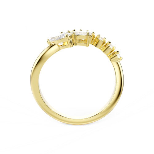 Luxoia - Swarovski Mesmera Offener Ring Verschiedene Schliffe Weiss 18K goldbeschichtet