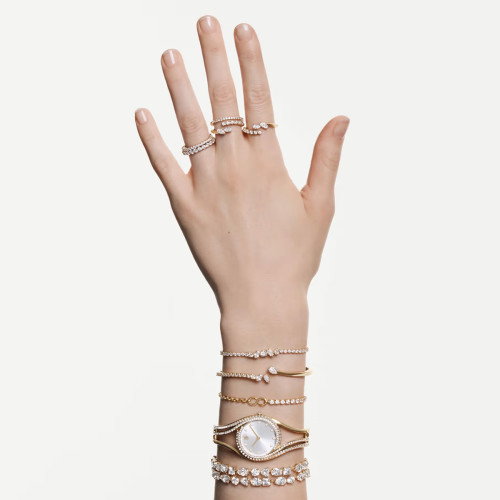 Luxoia - Swarovski Mesmera Offener Ring Verschiedene Schliffe Weiss 18K goldbeschichtet